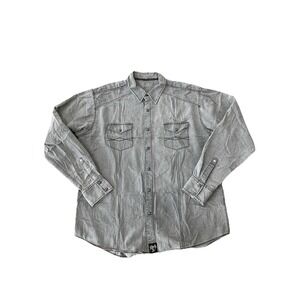 Wrangler Rock 47 Pearl Snap Long Sleeve Shirt Grey XXL